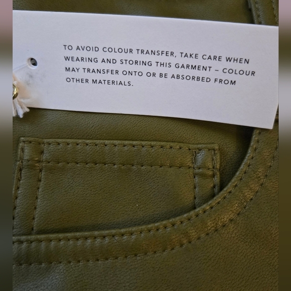 The Melina Wilfred Olive Green Avocado Women's Vegan Leather Pants Skinny Leg - Picture 6 of 9